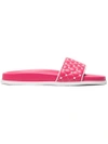 Valentino Pink Rockstud Spike Leather Slides In Pink