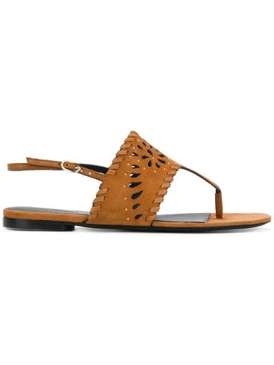 Ermanno Scervino Cut-out Flat Sandals In Brown