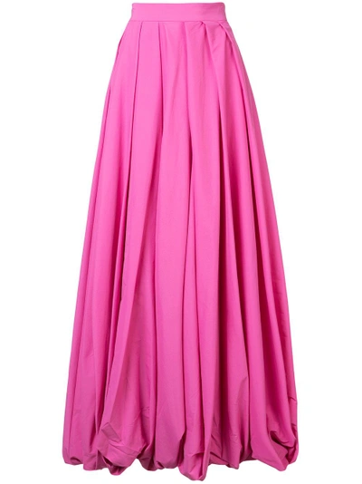 Rosie Assoulin Pleated Poplin High-waist Maxi Skirt In Pink