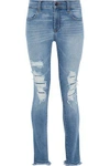 J BRAND DISTRESSED MID-RISE SKINNY JEANS,3074457345618347145