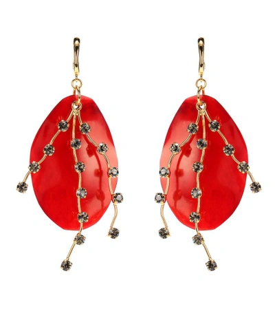 Marni Petals Horn & Crystals Drop Earrings In Red
