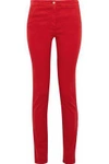 BALMAIN WOMAN STRETCH-COTTON TWILL SKINNY PANTS RED,AU 4772211930132376