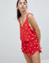 WILDFOX VALENTINES ALL OVER HEART PAJAMA SHORTS - RED,WVG33048X