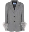 PRADA Feather-trimmed wool blazer,P00300042