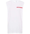 Helmut Lang Raw-edge Crewneck Sleeveless Cotton Muscle Tank In White