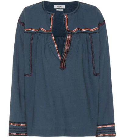 Isabel Marant Étoile Bilcky Embroidered Cotton Top In Blue