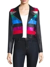 THE MIGHTY COMPANY Stripe Rainbow Leather Jacket