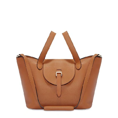 Meli Melo Thela Medium Tan Brown Leather With Zip Closure Tote Bag For Women
