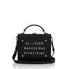MELI MELO Art Bag  "All I ever wanted is everything" Olivia Steele Black Leather Bag for Women,AR01-01-TX-N