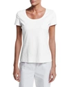 Lafayette 148 Cotton-stretch Basic Tee In White