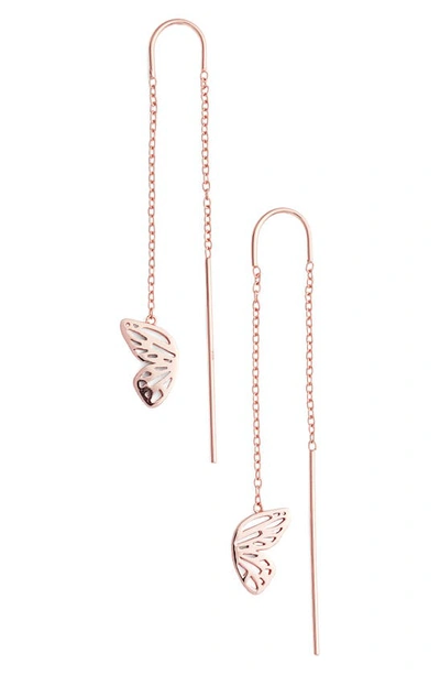 Olivia Burton Butterfly Wing Threader Earrings In Rose Gold