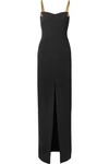 TOM FORD CHAIN-TRIMMED STRETCH-CADY GOWN