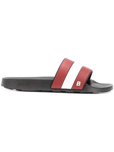 Bally Sleter Rubber Slide Sandal In Black/garnet Red