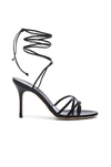 Manolo Blahnik Leather Leva 90 Sandals In Black Nappa
