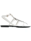 Tod's Multi Strap White Leather Sandals In White