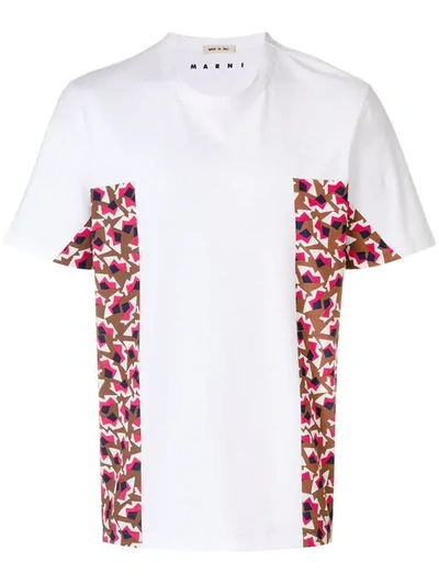 Marni White & Red Colour Block T-shirt In White/red
