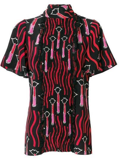 VALENTINO VALENTINO LIPSTICK-PRINT BLOUSE - BLACK PB3AE2K03NV12649346