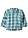 THOM BROWNE THOM BROWNE BUTTON BACK POLO SHIRT IN SMALL MADRAS CHECK - BLUE,FTU224A0295112614270