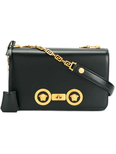 Versace Greek Medusa Shoulder Bag In Black & Gold