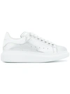 Alexander Mcqueen Silver Leather Oversized Sneakers In Grey