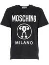 Moschino Black Double Question Mark Logo T-shirt In Black