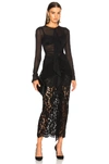 PROENZA SCHOULER PROENZA SCHOULER CORDED LACE LONG SLEEVE MAXI DRESS IN BLACK,R182307 FC005