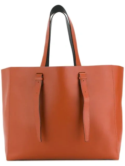 Valextra Long Strap Tote In Brown