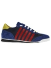 Dsquared2 Striped Nylon & Suede Leather Sneakers In Navy-rosso