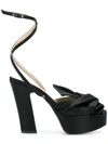 N°21 Nº21 ABSTRACT BOW ANKLE STRAP SANDALS - BLACK,882412625581
