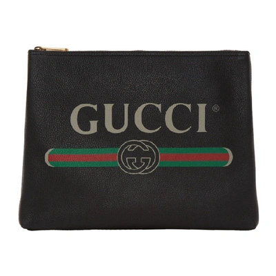 Gucci 标识印花皮革中号文件袋 In 8163 Black