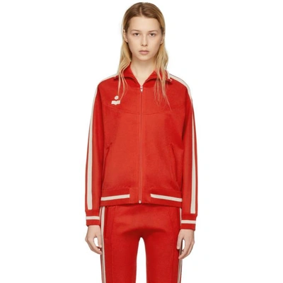Isabel Marant Étoile Darcy Striped Stretch-knit Track Jacket In Red