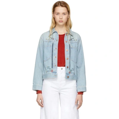 Isabel Marant Étoile Isabel Marant Etoile Blue Cabella Embroidered Denim Jacket