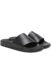 Balmain Calypso Logo-embossed Leather Slides In Black