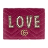 GUCCI GUCCI PINK VELVET SMALL LOVE GG MARMONT WALLET,466492 9FRWT