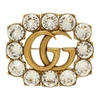 GUCCI Gold GG Crystal Marmont Brooch