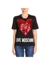 Love Moschino Leopard Heart Graphic Print T-shirt In Black