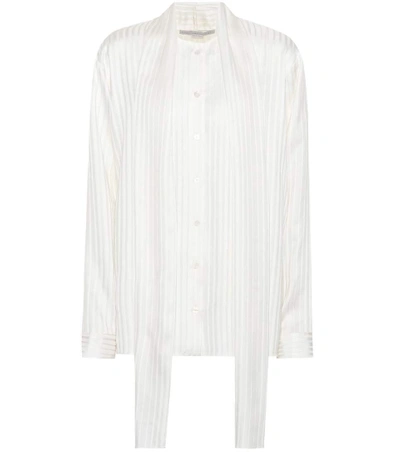 Stella Mccartney Striped Silk Shirt In White