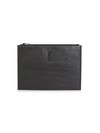 SAINT LAURENT Croc-Embossed Leather iPad Holder
