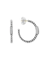 Lagos Sterling Silver Caviar Spark Diamond Hoop Earrings In Silver