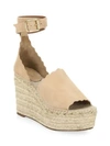 Chloé Women's Lauren Suede Espadrille Wedges In Dark Beige