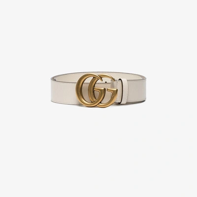 Gucci White Gg Marmont Leather Belt