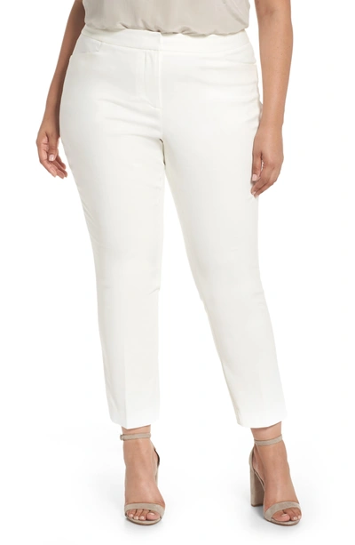 Vince Camuto High Rise Stretch Cotton Blend Ankle Pants In New Ivory