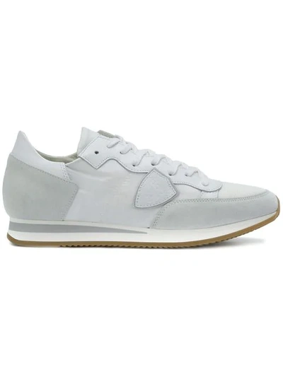 Philippe Model Tropez Suede & Nylon Running Sneakers In White