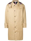 THOM BROWNE DETACHABLE HOOD SNAP FRONT PARKA (38”) IN MACKINTOSH,MOT008A0024912526634