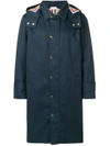 THOM BROWNE Detachable Hood Snap Front Parka (38”) In Mackintosh,MOT008A0024912526635