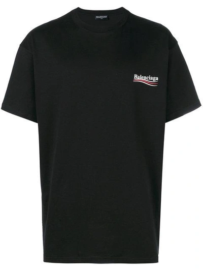 Balenciaga Oversized Logo-print Cotton-jersey T-shirt In Black White
