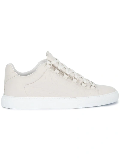 Balenciaga Men's Arena Leather Low-top Trainers, White