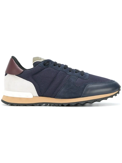 Valentino Garavani Rockrunner Trainers In Navy / Burgundy / Light Grey