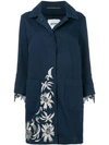 BAZAR DELUXE lace trim floral embroidered coat,S332230012633931