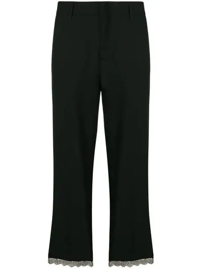 Prada Black & White Side Band Trousers In F057z Black